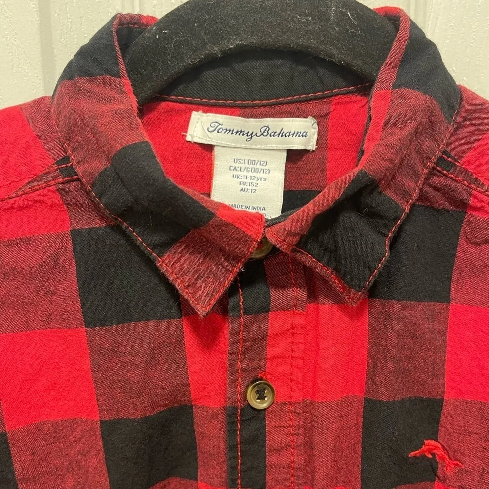 Tommy Bahama Red and Black Checkered Shirt